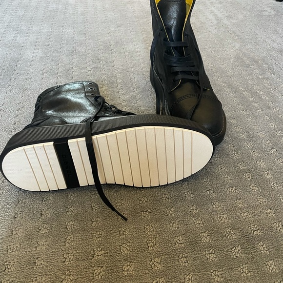 Diesel combat boots black leather brand new main image 6